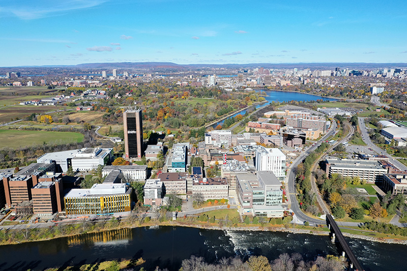 An aerial view of the Carleton University campus.