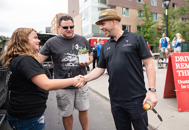 President Bacon during residence move-in weekend