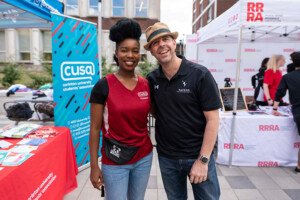 CUSA President Lily Akagbosu and Carleton University President Benoit-Antoine Bacon