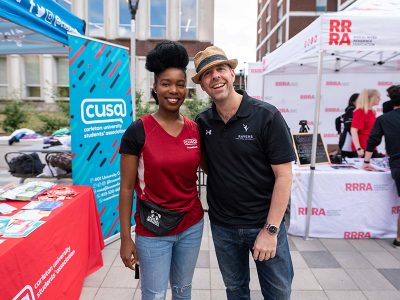 CUSA President Lily Akagbosu and Carleton University President Benoit-Antoine Bacon