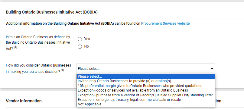 BOBIA eShop Questions on Cheque Requisition form