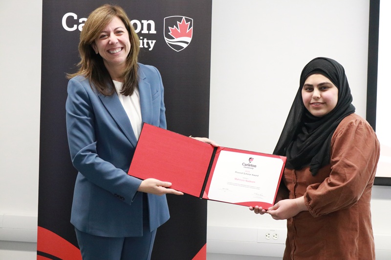Dean of Science, Maria DeRosa and Mahnoor Nadeem.
 