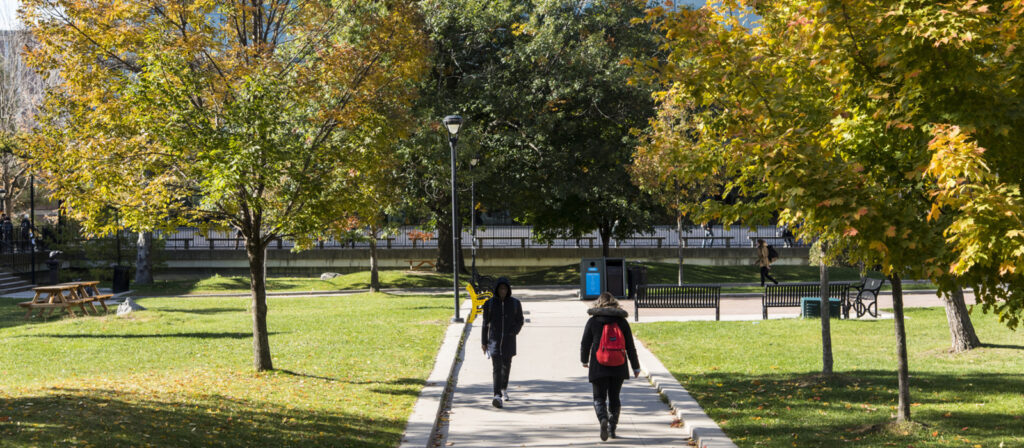 Students walking on campus