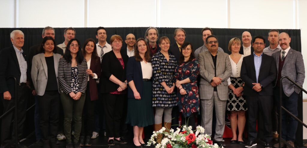 Award recipients along with President, Jerry Tomberlin, Provost and Vice-President (Academic) Pauline Rankin and Vice-President (Research and International) Rafik Goubran.