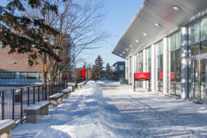 View in front of Tory building during winter