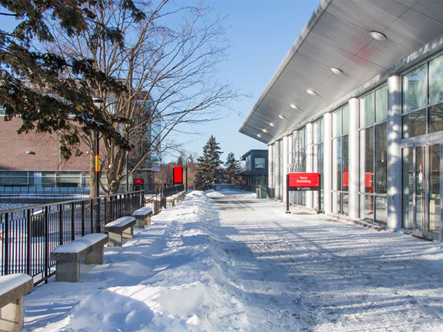 View in front of Tory building during winter