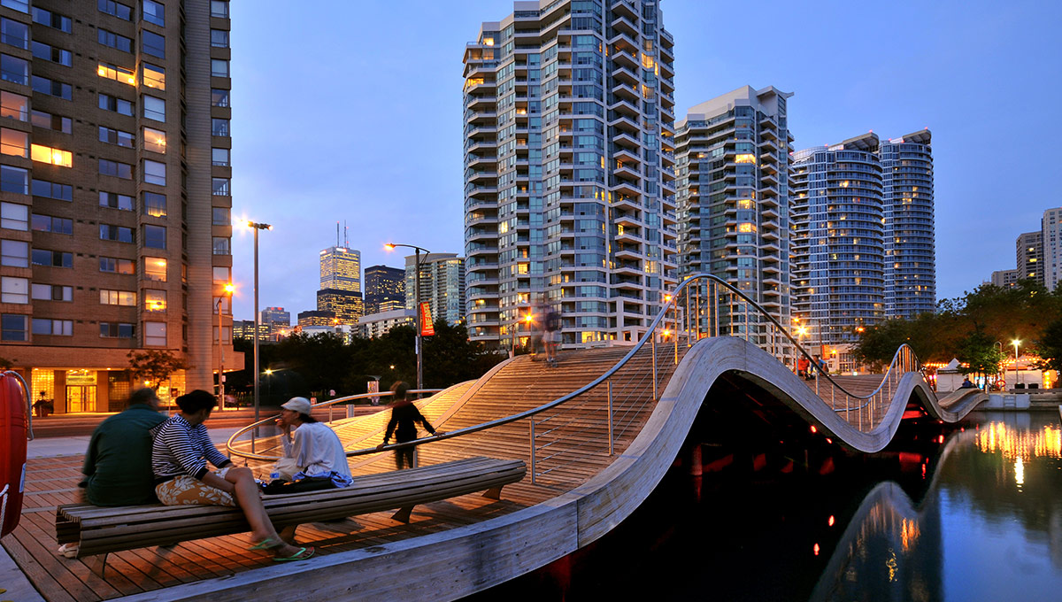 The Simcoe WaveDeck at Queens Quay in downtown Toronto.