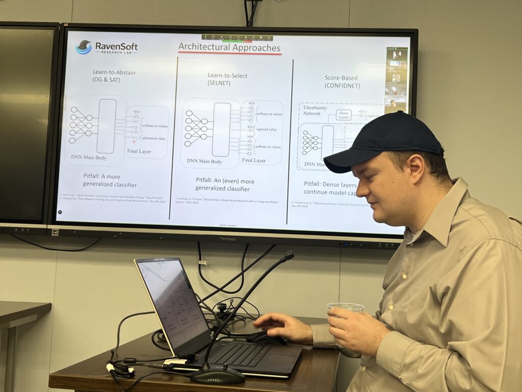 Calvin Jary presenting his research during his PhD defence