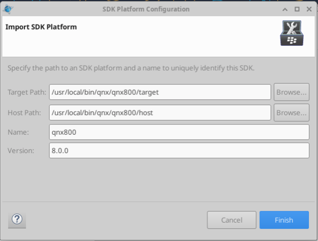 Image of the SDK Platform Configuration page. 