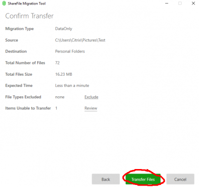 screenshot of SFMT  Confirm Transfer page