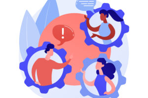 Graphic of three individuals speaking