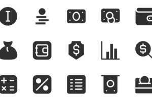 a pictogram with images of different financial symbols