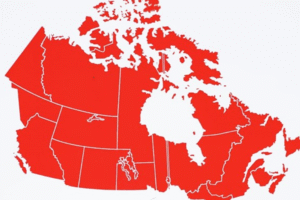 Map of Canada colored in red