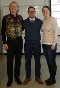 Portrait of Travis Moore with his co-supervisors, Ian Beausoleil-Morrison and Cynthia Cruickshank