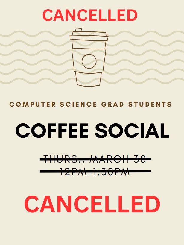 Cancelled Mar. 30 Coffee Social Event
