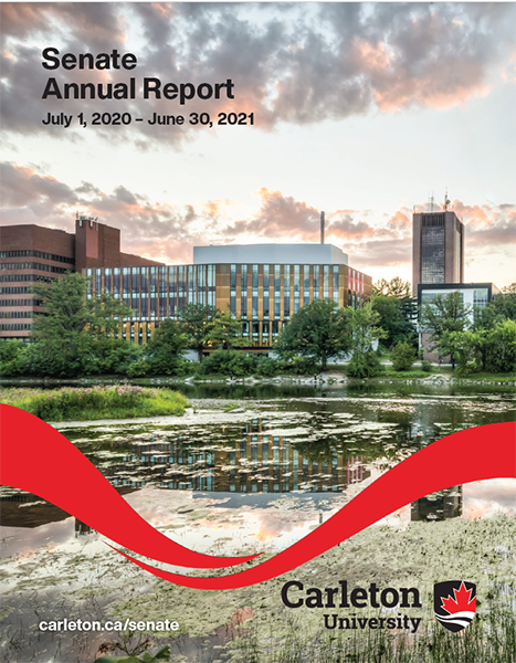 Senate report cover with picture of Carleton campus and river