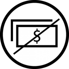 Icon indicating no costs involved