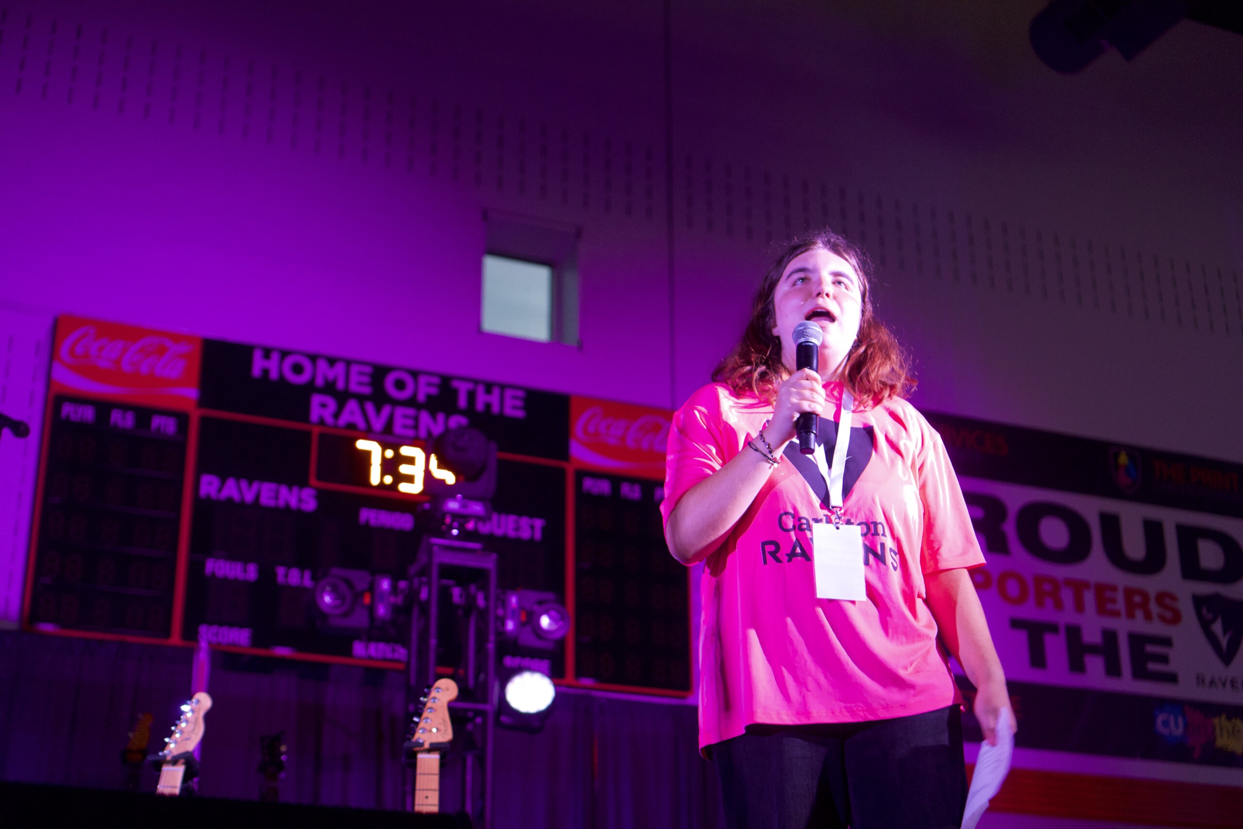 Student Talking on Microphone