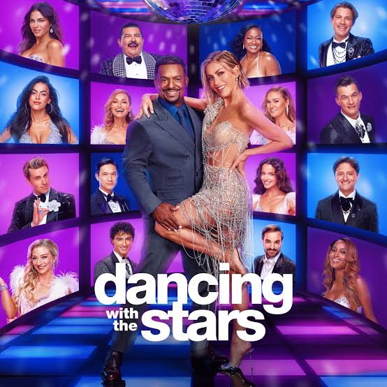 Dancing with the Stars promotional poster featuring cast member headshots and the host standing in dance posse.
