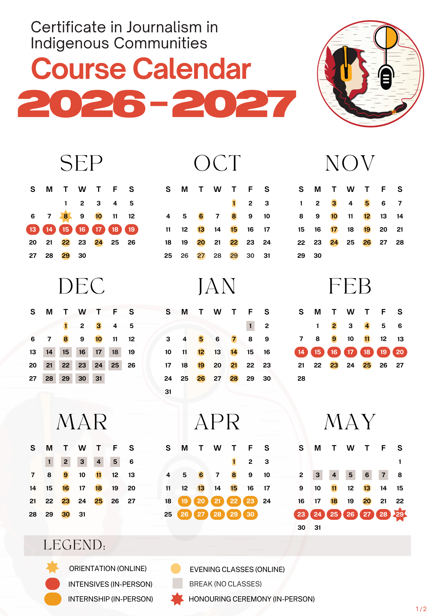 course calendar part 1
