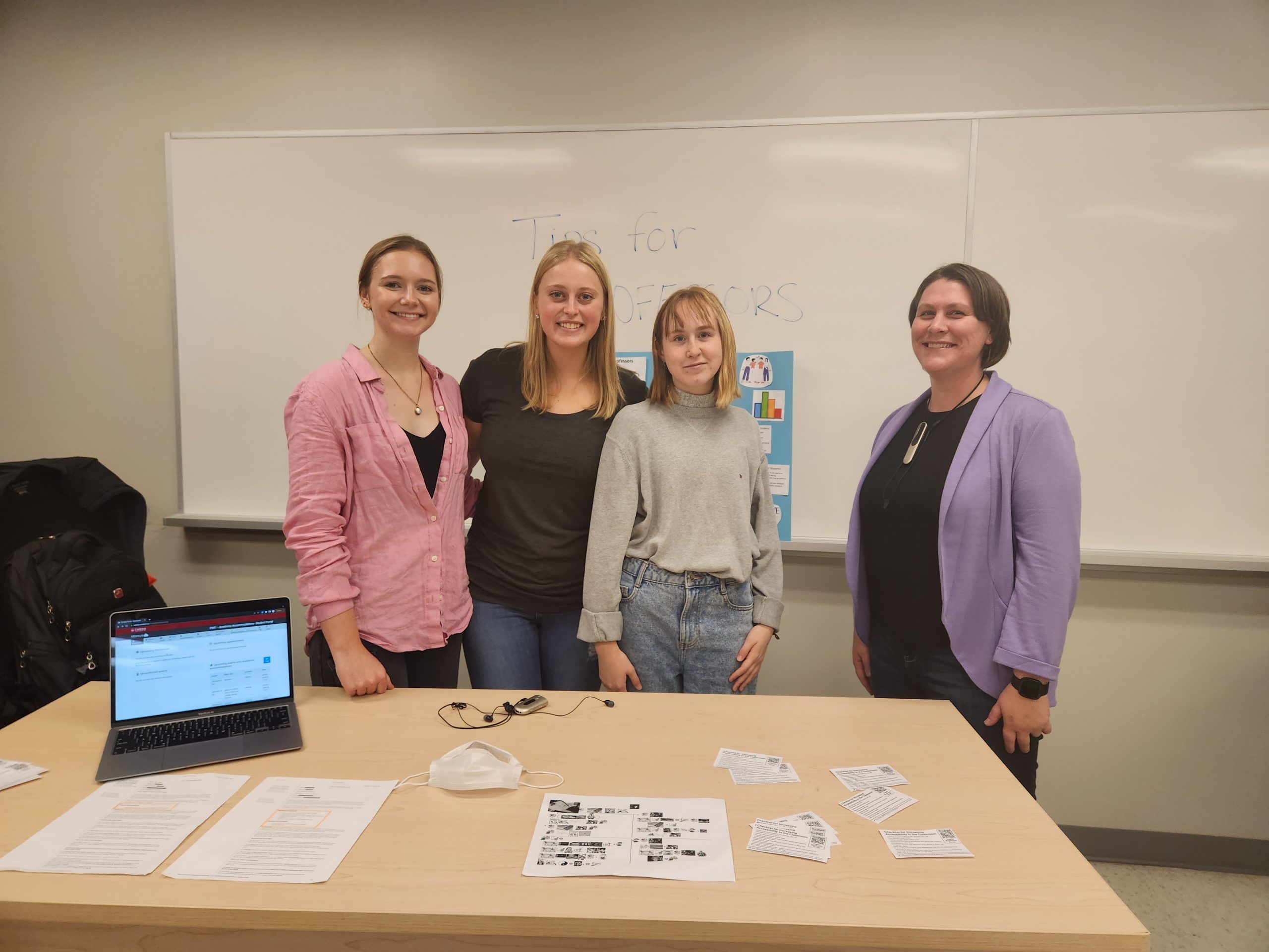 Professor Tamara Sorenson Duncan (right) with three students from the class.