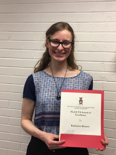 Kat Klassen with her award