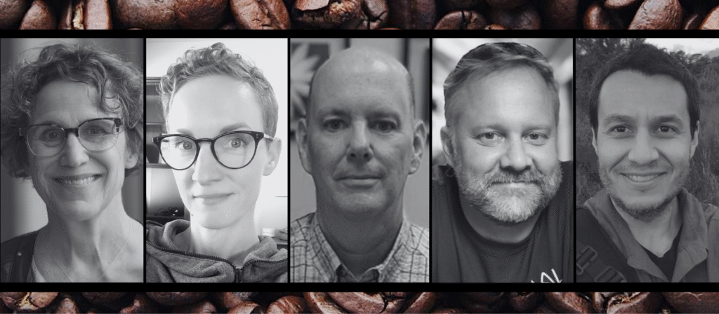 Image of professors Peggy Hartwick, Beth MacLeod, Don Myles, Geoff Pinchbeck, and Brian Strong