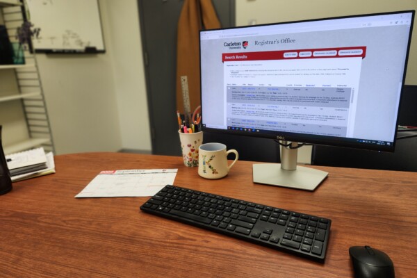 Image of computer screen showing Carleton's registration system, Carleton Central