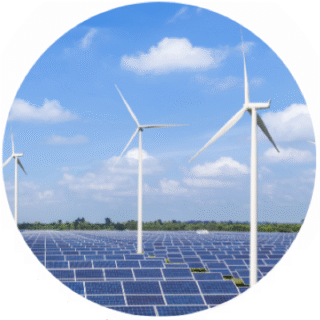 Wind turbines and solar arrays