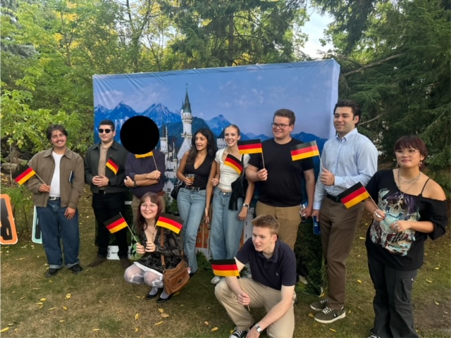 An image of students on their recent trip to the German Ambassador's residence in Ottawa