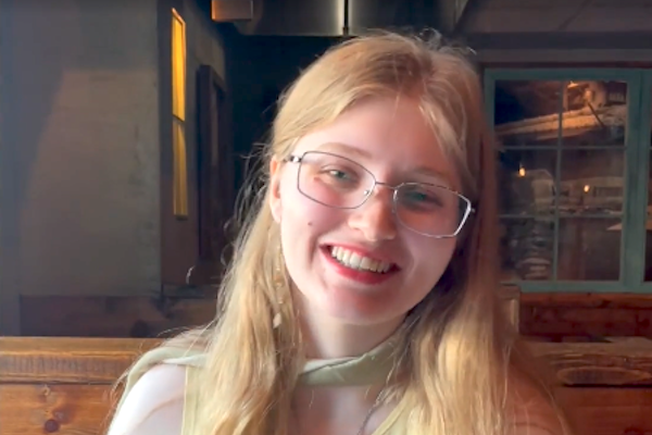 Rachel smiles for the camera