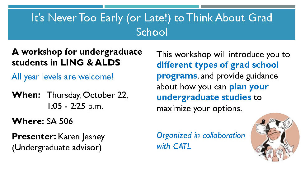 Workshop #1 – It’s Never Too Early (or Late!) to Think about Grad School