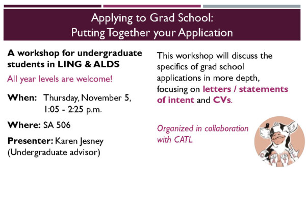 Workshop #2 – Applying to Grad School: Putting Together your Application