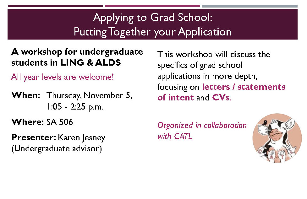 Workshop #2 – Applying to Grad School: Putting Together your Application