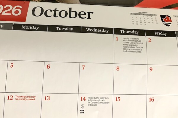 Picture of the October 2026 Carleton calendar