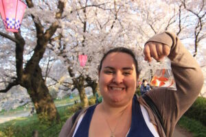 Mira holding up goldfish