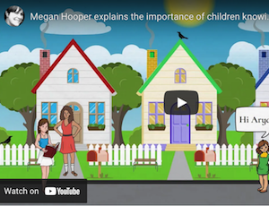 screenshot of video showing two women in front of two houses with picket fences