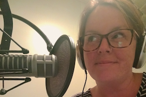 Lisa at the mic at CBC