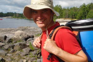 Guillaume Gentil on a canoe trip.