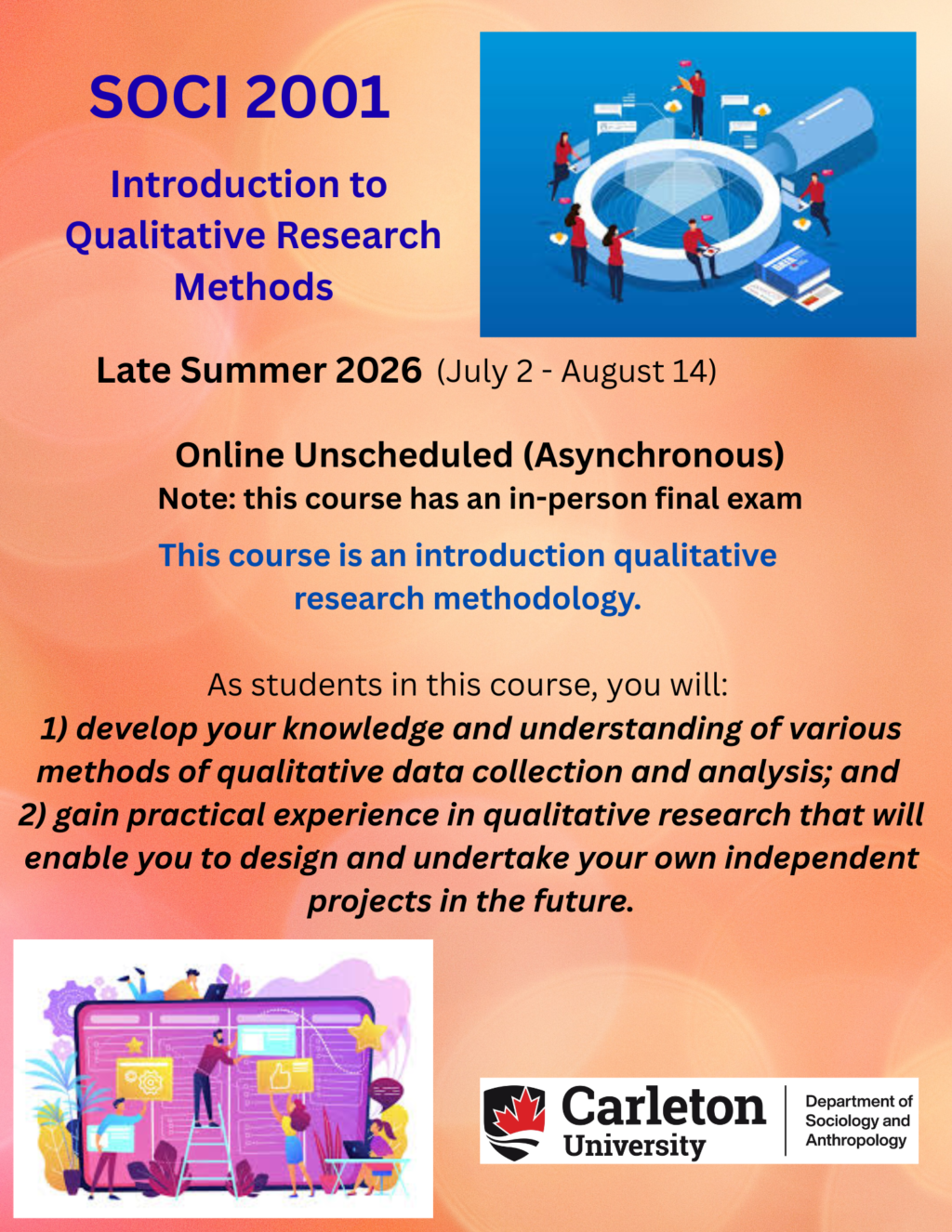 Poster for course SOCI 2001