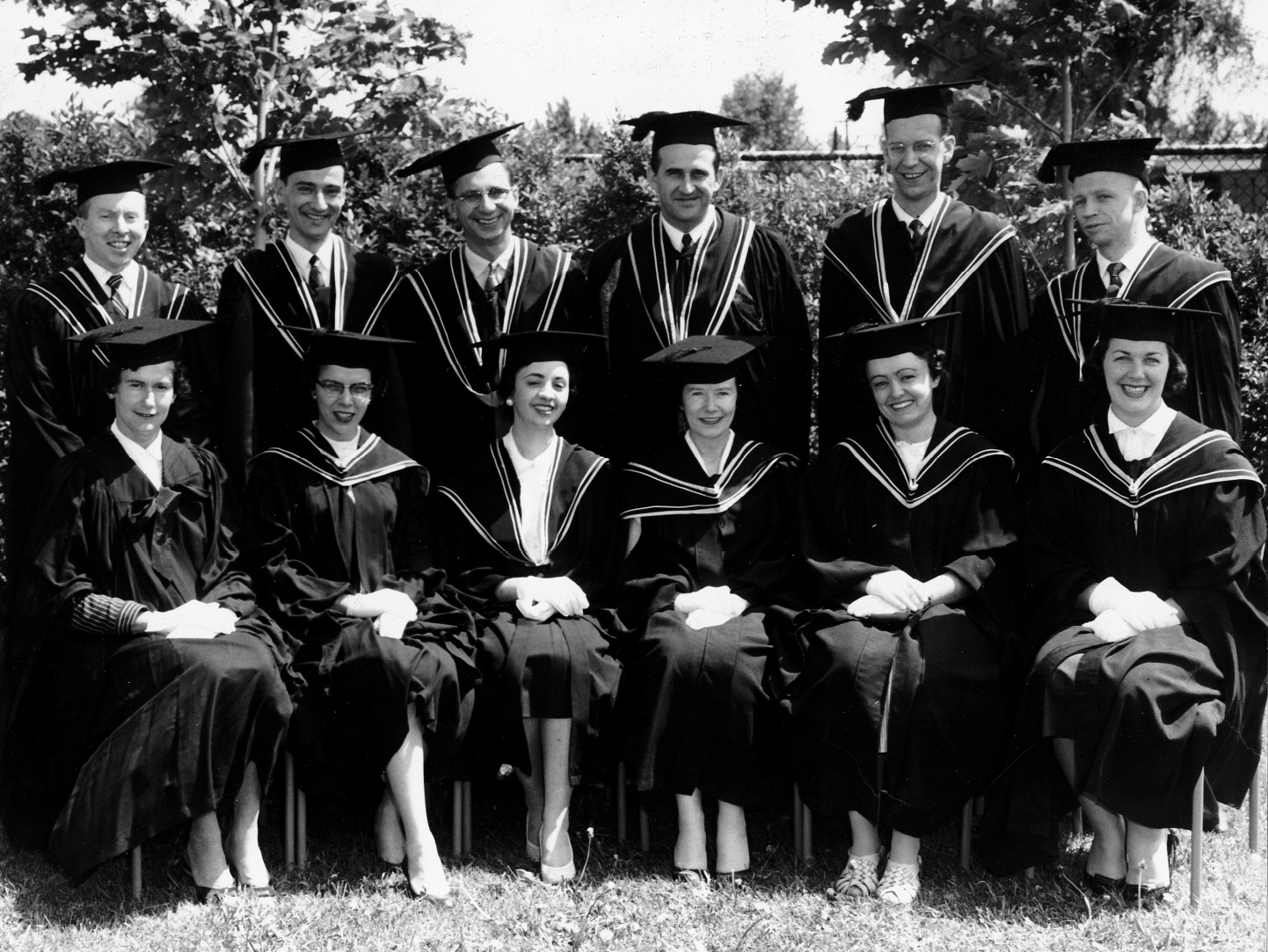 A photo of the graduating class of 1957 from the School of Social Work.