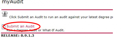 screenshot of part of Carleton Central's my Audit page, with 'Submit an Audit' circled in red.