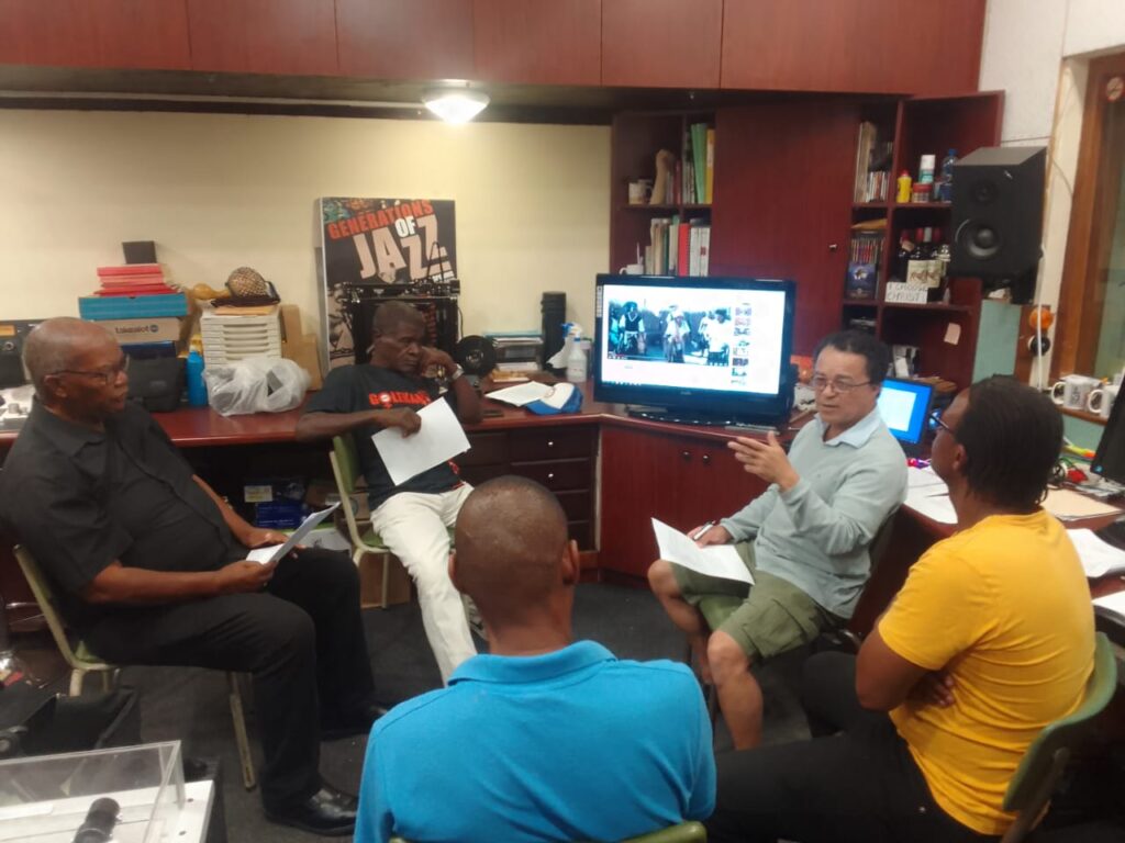 Image of James Mapanka, Abraham Katimba, Lee Watkins, Boetles Gewers, and Wilard Veldskoen.