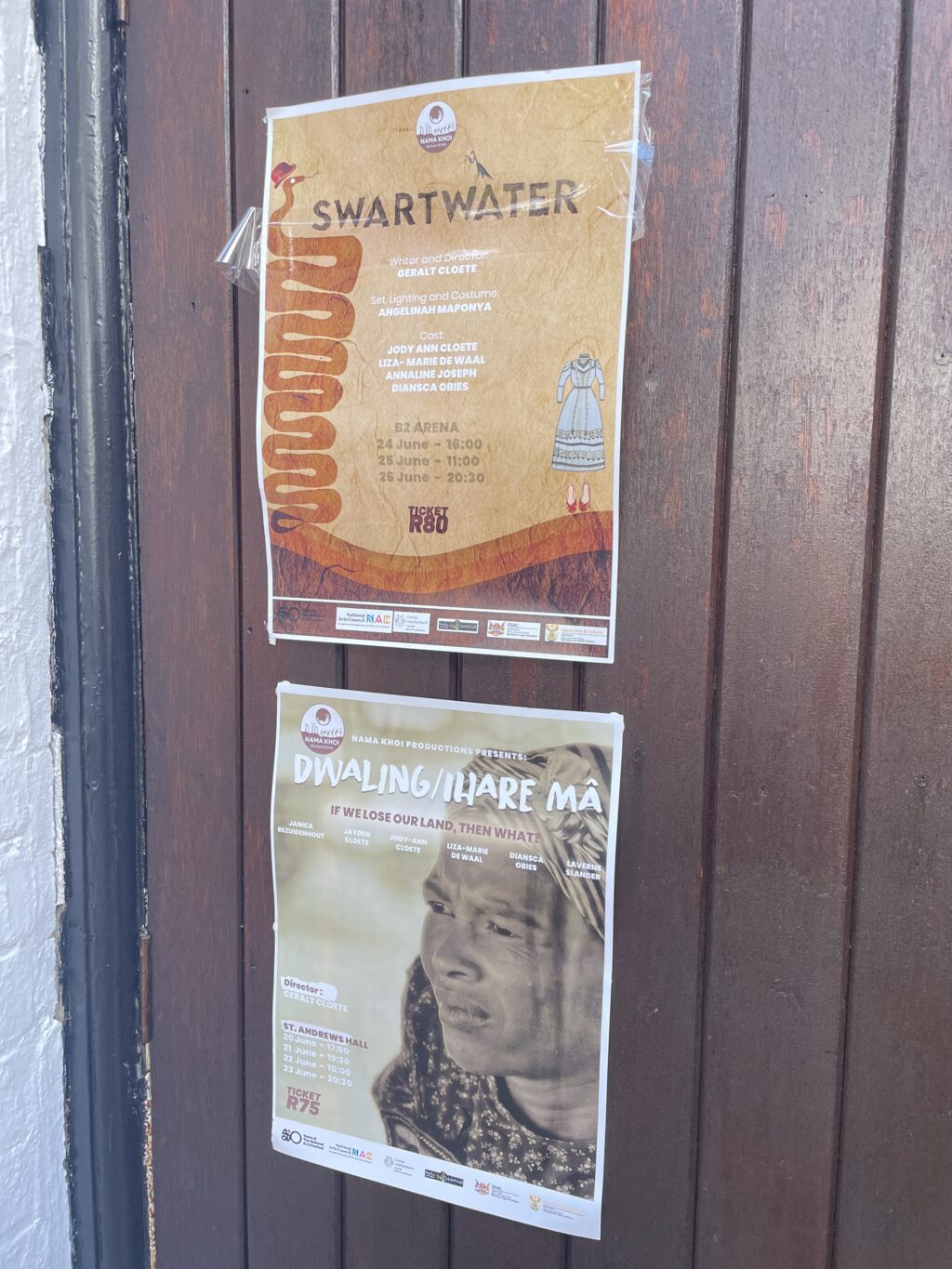 Image of two flyers, advertising Indigenous led theatrical productions.