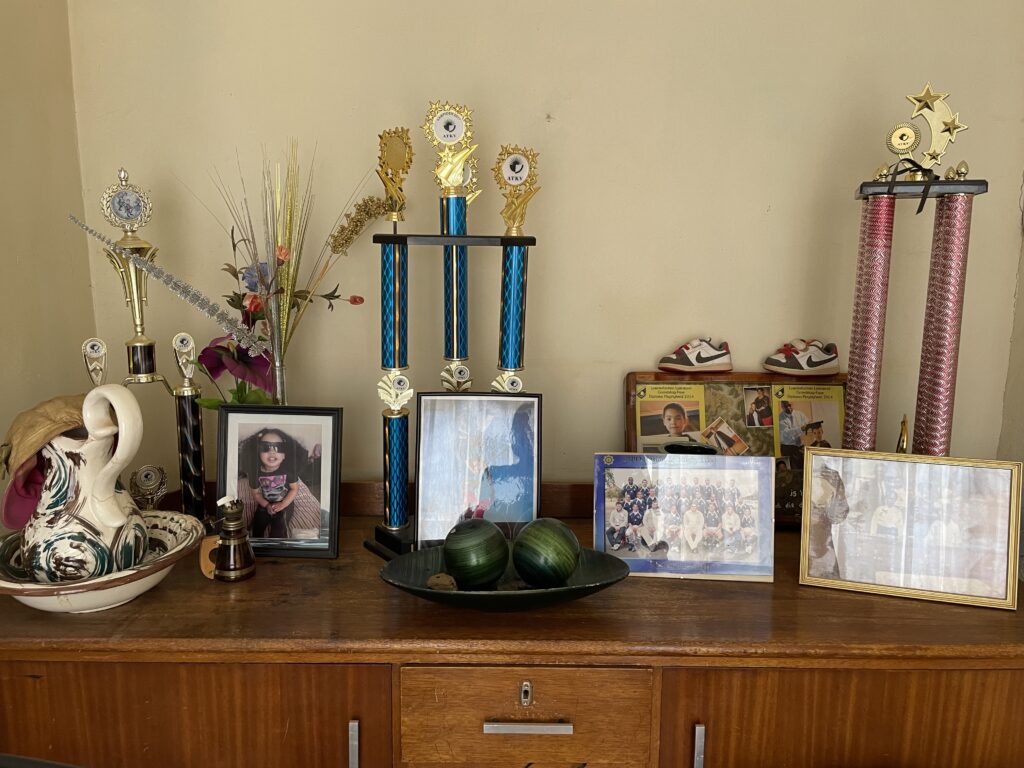 Several trophies awarded to the Loeriesfontein rieldans group.