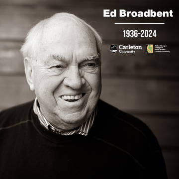 photo of Ed Broadbent, with caption 1936-2024