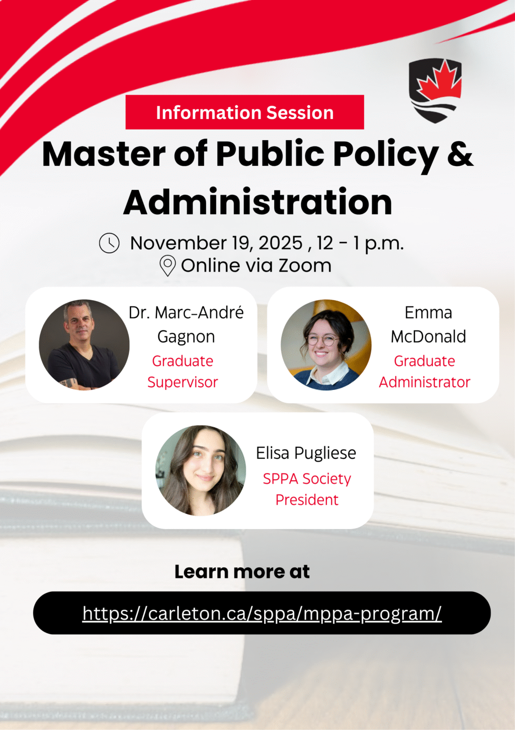 Event poster for the Masters of Public Policy information session. All details are reiterated in the event description. 