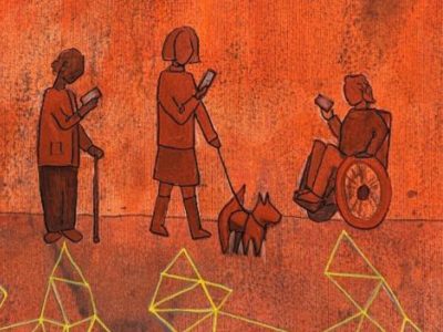 artistic image of people looking at their smart phones