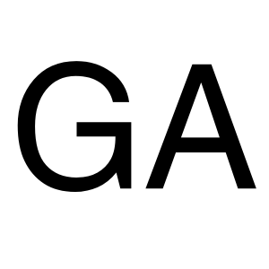 Black GA initials on a white background
