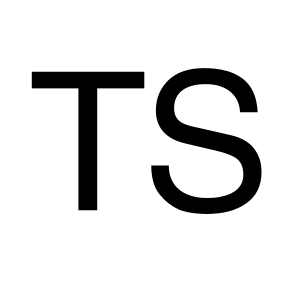 Black TS initials on a white background